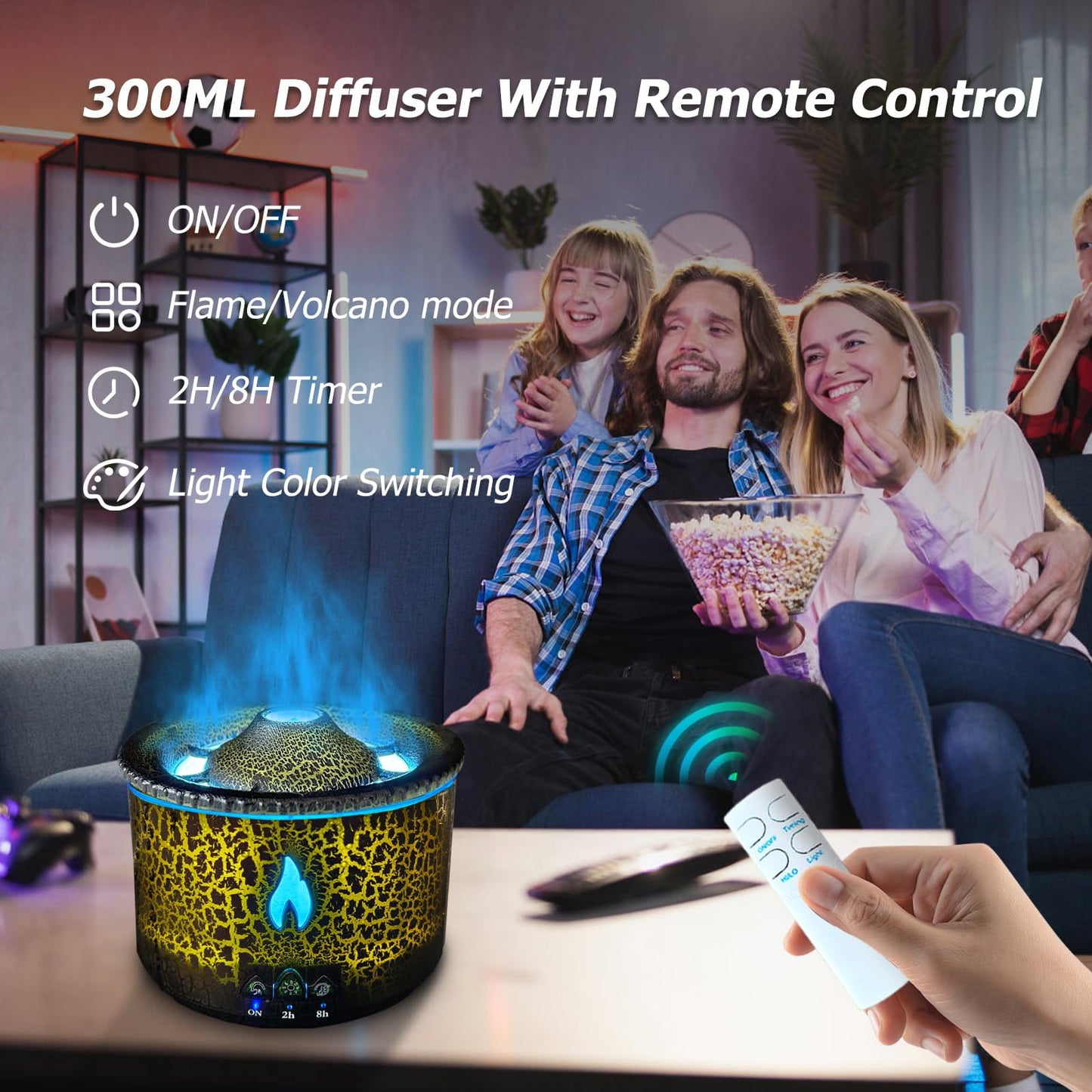 SerenityMist™ 300ml Ultrasonic Aroma Diffuser & Cool Mist Humidifier w/ Remote + LED
